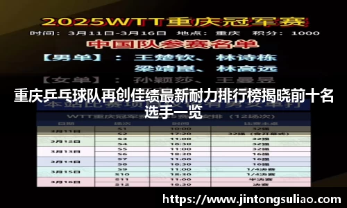 重庆乒乓球队再创佳绩最新耐力排行榜揭晓前十名选手一览